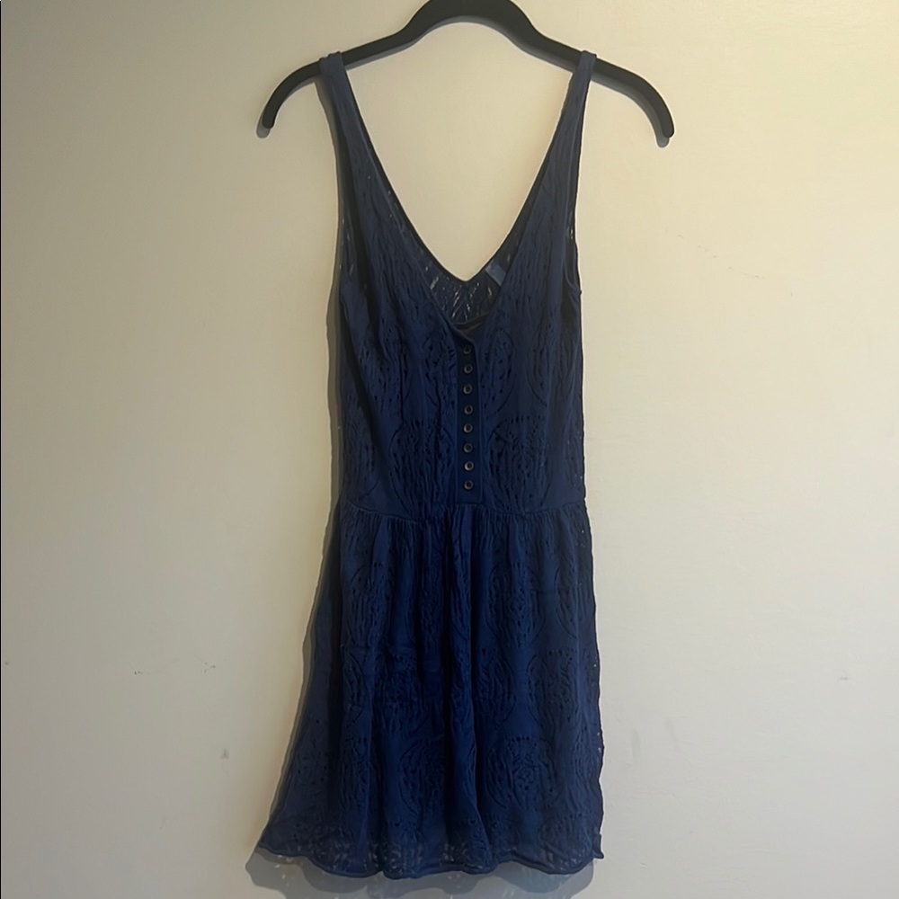 Free People Blue Sleeveless Crochet/Lace Dress